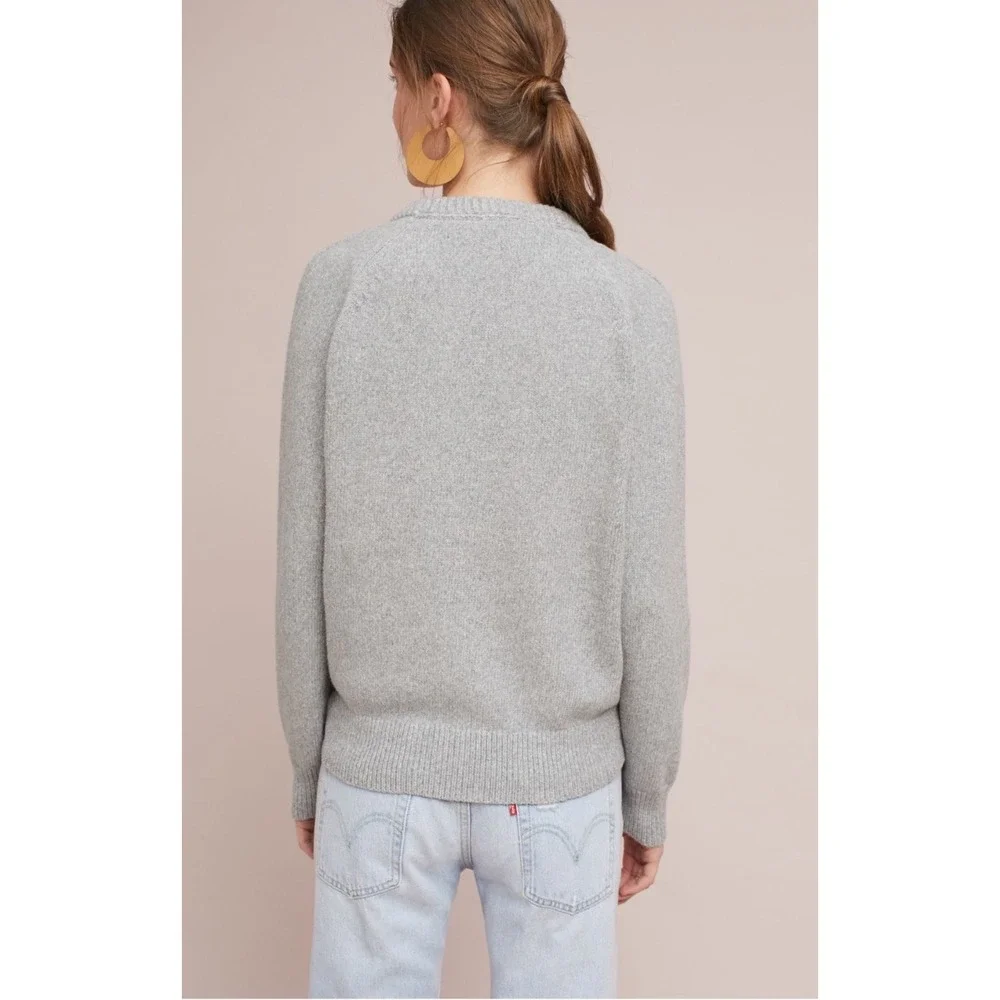 Brochu Walker x Anthropologie The Fell Embroidered Grey Floral Lily Pullover S